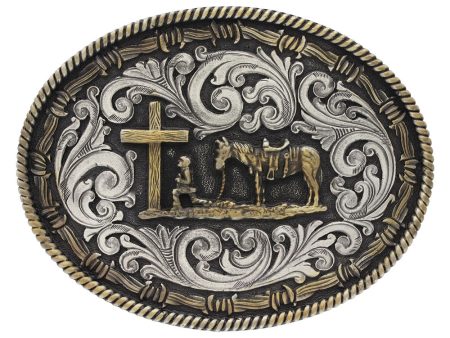 Montana Silversmith Two Toned Rope & Barbed Wire Christian Cowboy Buckle Sale