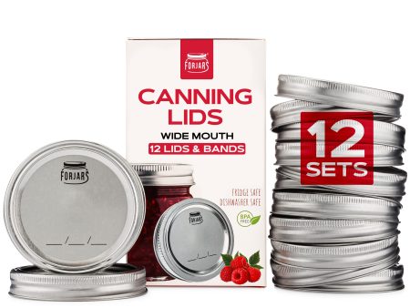 12ct Wide-Mouth Canning Lids + 12 Bands - ForJars Online Sale