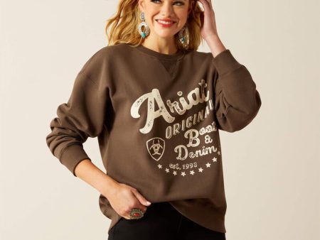 Ariat Women s Banyan Bark Oversized Crewneck Sweatshirt Supply