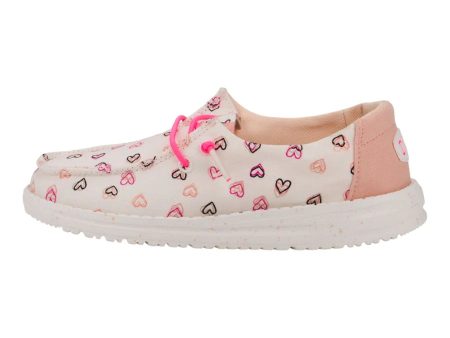 Hey Dude Wendy Youth Double Hearts White Pink Fashion