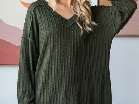 Jaquard Long Sleeve Puff Top PLUS SIZE on Sale