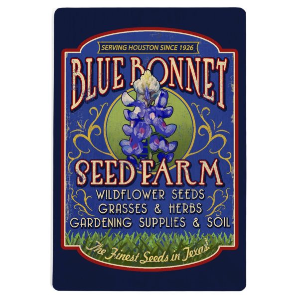 WOOD POSTCARD Texas, Blue Bonnet Farm Vintage Sign For Cheap