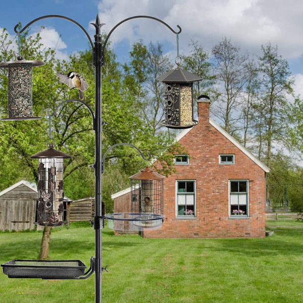 Ashman Premium Bird Feeding Station Kit, 22  Wide x 92  Tall (82  Above Ground Height), Multi Feeder Hanging Kit and Bird Bath for Attracting Birds Online Sale