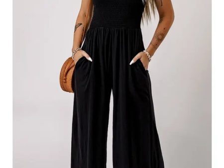 Women s  Daisy  Black Smocked Jumpsuit Online