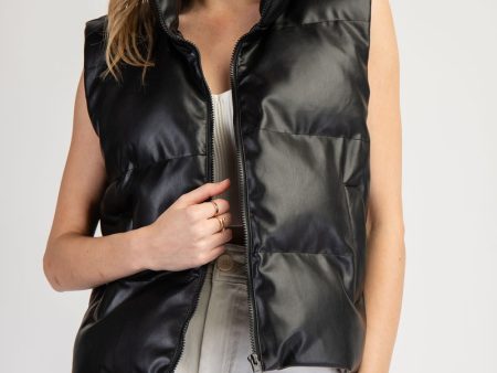 Joselyn  Black Puffer Vest For Discount