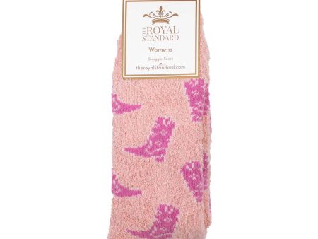 Women s Cowgirl Boots Snuggle Socks   Pink   One Size Online now