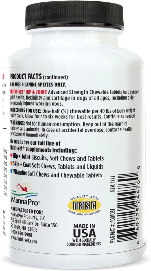 Nutri-vet Advanced Strength Hip & Joint Tablets for Dogs For Sale