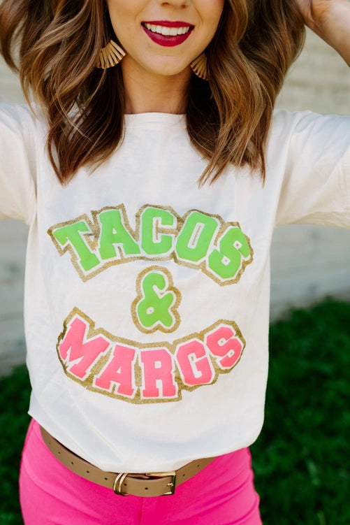 S&B Tacos & Margs Glitter Tee For Sale