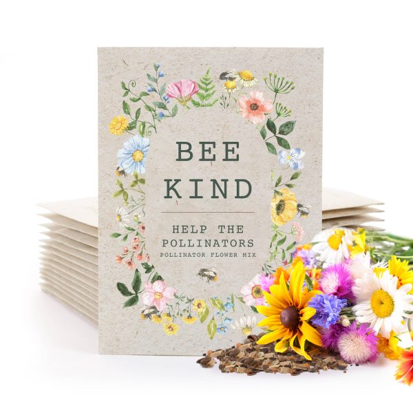 Bentley Seed Co. - Bee Kind Help Pollinators Kraft Bee Flower Mix Seed Packets For Discount