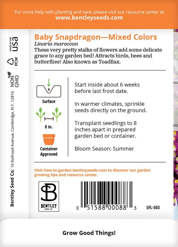 Bentley Seed Co. - Baby Snapdragon Mixed Linaria Maroccana on Sale