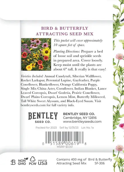 Bentley Seed Co. - Thank You Bird Butterfly Mix Seed Packets Fashion